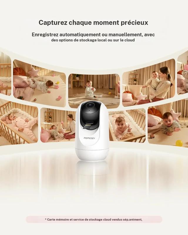 1080P Babyphone vidéo Wi Fi Momcozy BM04 avec application caméra, écran 5 pouces, caméra et audio, zoom 4x, détection de mouvements et de pleurs, clôture sécurisée, vision nocturne claire, conversation bidirectionnelle, enregistrement photo et vidéo — vignette 5