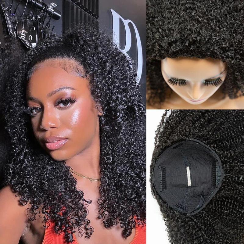200 Density 3 In 1 Half Wigs Human Hair Curly Glueless Wig Natural Curly Adjustable Half Wig For Women — vignette 2