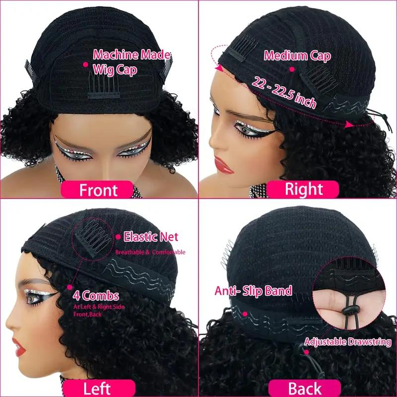 200 Density 3 In 1 Half Wigs Human Hair Curly Glueless Wig Natural Curly Adjustable Half Wig For Women — vignette 9