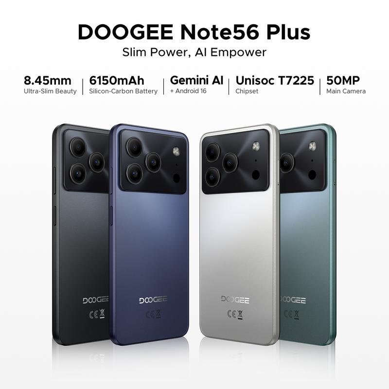 【256Go】DOOGEE Note56 Plus téléphone 48 Go + 256 Go/2 To, smartphone à cœur octo‑cœur, écran 6,56" HD+ 90 Hz, batterie 6150 mAh, appareil photo 50 MP + 8 MP, épaisseur 8,5 mm, double SIM 4G/GPS/NFC/empreinte digitale/reco — vignette 2