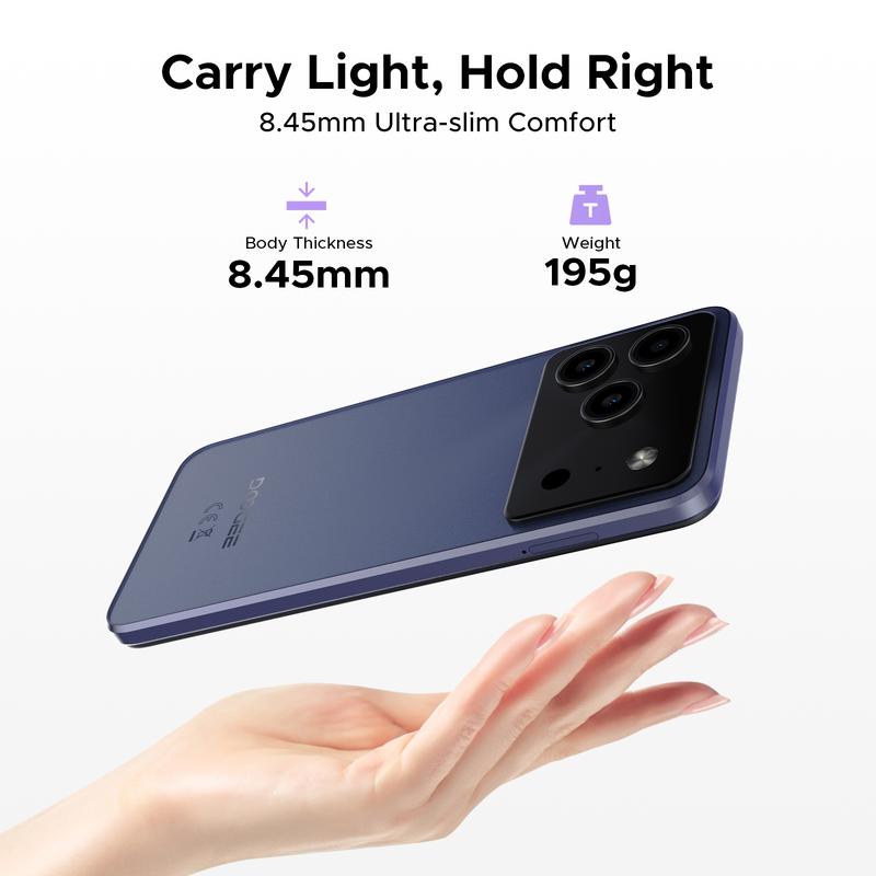 【256Go】DOOGEE Note56 Plus téléphone 48 Go + 256 Go/2 To, smartphone à cœur octo‑cœur, écran 6,56" HD+ 90 Hz, batterie 6150 mAh, appareil photo 50 MP + 8 MP, épaisseur 8,5 mm, double SIM 4G/GPS/NFC/empreinte digitale/reco — vignette 3