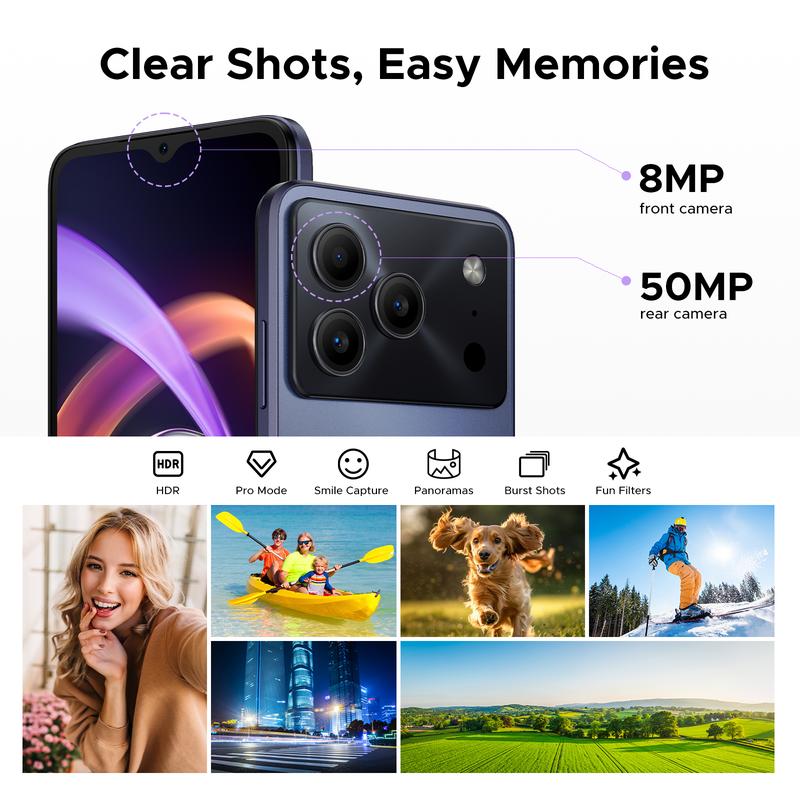 【256Go】DOOGEE Note56 Plus téléphone 48 Go + 256 Go/2 To, smartphone à cœur octo‑cœur, écran 6,56" HD+ 90 Hz, batterie 6150 mAh, appareil photo 50 MP + 8 MP, épaisseur 8,5 mm, double SIM 4G/GPS/NFC/empreinte digitale/reco — vignette 8