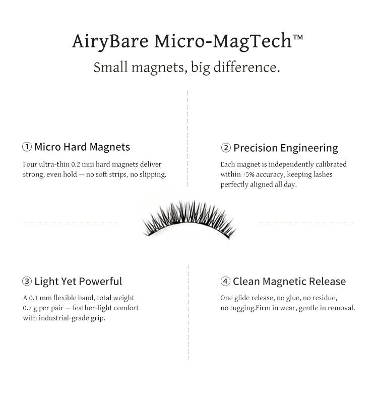AiryBare Cils magnétiques doux, boîte tout-en-un, réutilisable, sans colle, imperméable, léger, look naturel, 1 ensemble (4 pièces) – Cosmétique, maquillage — vignette 5