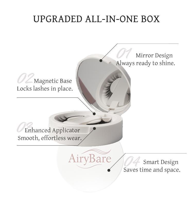 AiryBare Cils magnétiques doux, boîte tout-en-un, réutilisable, sans colle, imperméable, léger, look naturel, 1 ensemble (4 pièces) – Cosmétique, maquillage — vignette 7