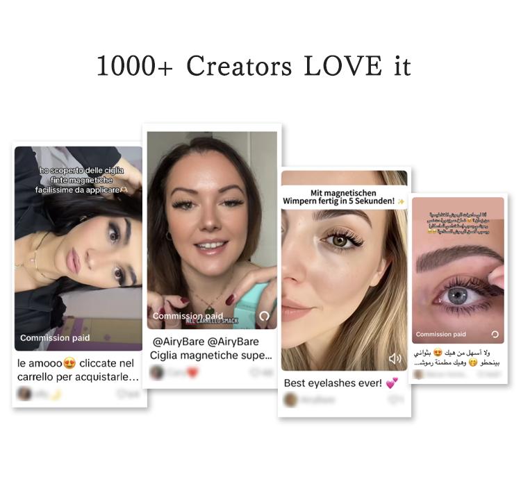 AiryBare faux cils magnétiques doux, boîte tout-en-un, réutilisables, sans colle, résistants à l’eau, légers, look naturel, 1 ensemble (4 pièces) – cosmétique, maquillage — vignette 2