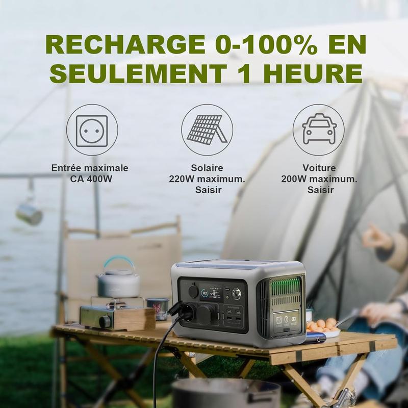 ALLPOWERS station d’énergie portable R600, 600 W, 299 Wh, batterie LiFePO4, alimentation de voyage adaptée au jardin, aux voyages, au camping et aux camping cars, alimentation de secours. — vignette 2