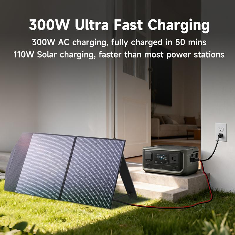 ALLPOWERS station d’énergie portable VOLIX P300, 256 Wh, sortie CA 300 W, batterie LiFePO4, charge rapide en 1 heure, adaptée au camping, à la vie en camping car et comme alimentation de secours pour la maison. — vignette 4