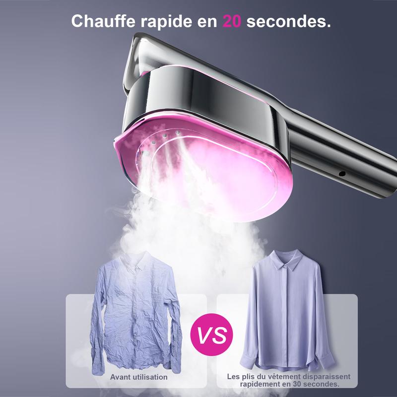 AOMIAO Fer à repasser vapeur portable 1200 W avec écran tactile LCD intelligent, élimine les plis en 1 s, chauffe rapidement en 15 s, idéal pour la maison et les voyages — vignette 3