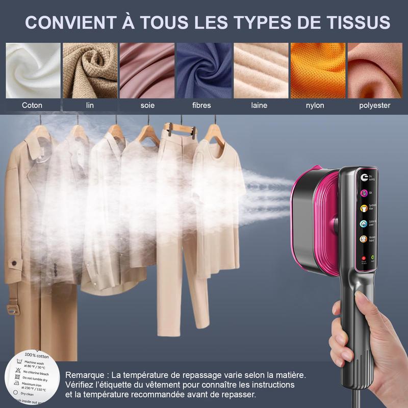 AOMIAO Fer à repasser vapeur portable 1200 W avec écran tactile LCD intelligent, élimine les plis en 1 s, chauffe rapidement en 15 s, idéal pour la maison et les voyages — vignette 4