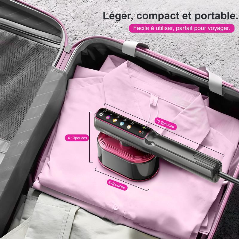 AOMIAO Fer à repasser vapeur portable 1200 W avec écran tactile LCD intelligent, élimine les plis en 1 s, chauffe rapidement en 15 s, idéal pour la maison et les voyages — vignette 6