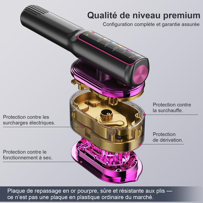 AOMIAO Fer à repasser vapeur portable 1200 W avec écran tactile LCD intelligent, élimine les plis en 1 s, chauffe rapidement en 15 s, idéal pour la maison et les voyages — vignette 8