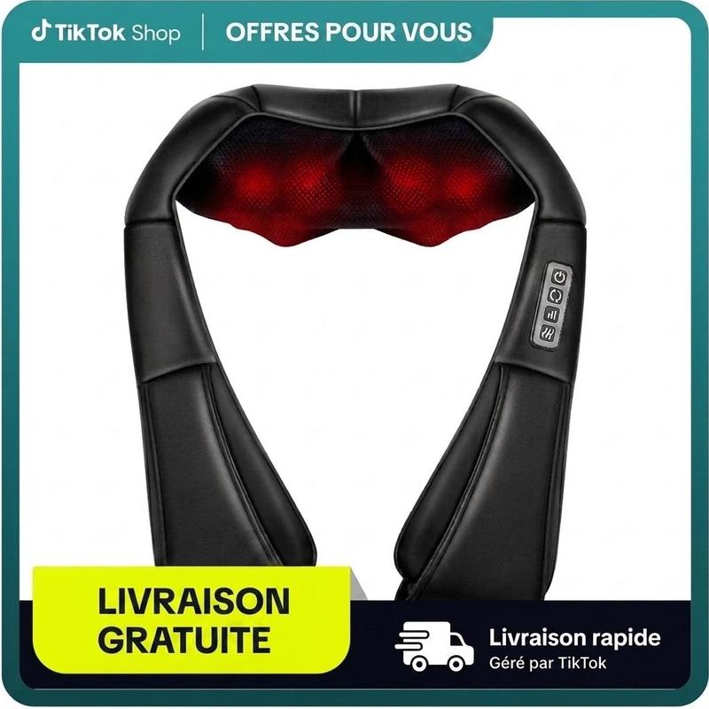 Appareil de Massage Shiatsu 3D pour Cou et Dos, Masseur Électrique pour Épaules et Cervicales, Soulagement des Tensions Musculaires, Idéal pour la Maison, le Bureau et comme Cadeau - Modèle 2026