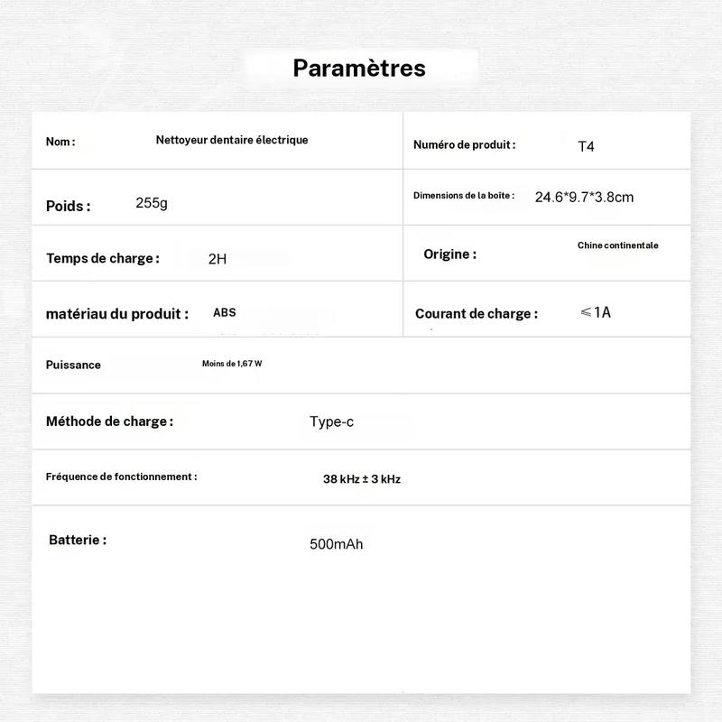 Appareil éliminateur de taches dentaires avec lumière, 5 modes réglables, têtes interchangeables, outil de nettoyage manuel, kit de soins dentaires pour la maison, modèles T4/T190, nettoyeur dentaire, kit de blanchiment des dents — vignette 6
