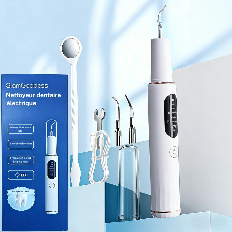 Appareil éliminateur de taches dentaires avec lumière, 5 modes réglables, têtes interchangeables, outil de nettoyage manuel, kit de soins dentaires pour la maison, modèles T4/T190, nettoyeur dentaire, kit de blanchiment des dents — vignette 8