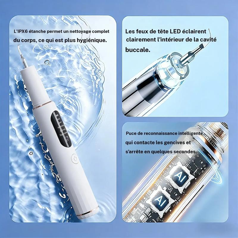 Appareil éliminateur de taches dentaires avec lumière, 5 modes réglables, têtes interchangeables, outil de nettoyage manuel, kit de soins dentaires pour la maison, modèles T4/T190, nettoyeur dentaire, kit de blanchiment des dents — vignette 9