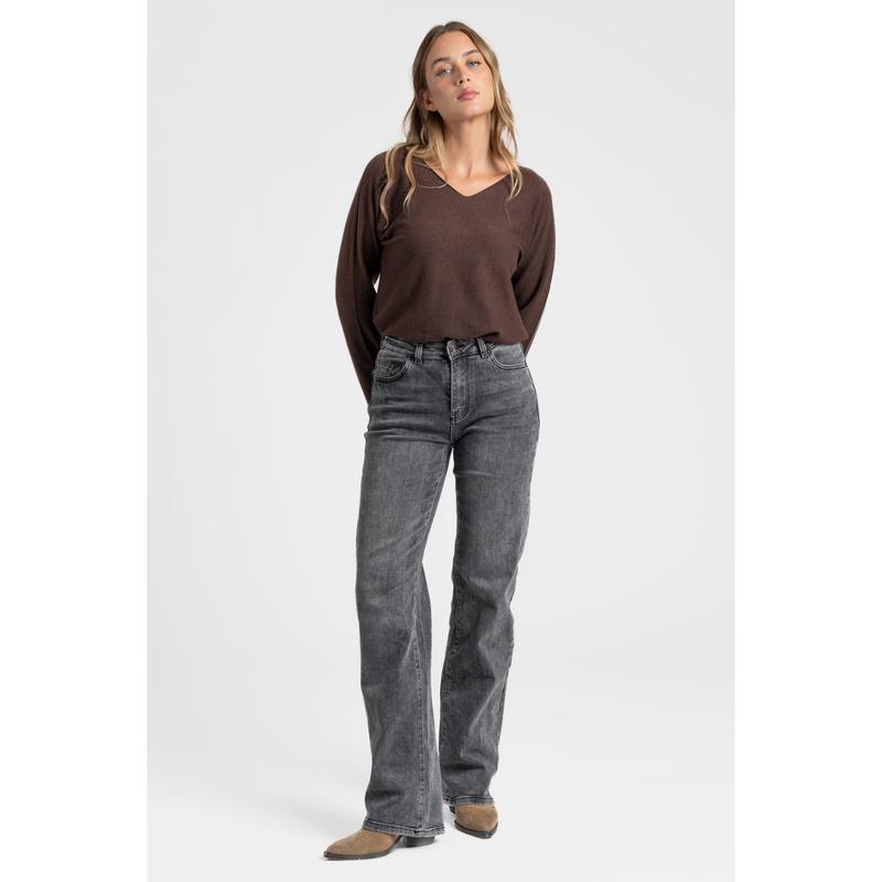 ARMONIAS Jeans Miss Plus, Jean Curvy pour Femme Grande Taille, Wide Leg Coupe Droite et Taille Haute, Denim Ultra Extensible, Modèle Long, Cinq Poches et Fermeture Zippée, Style Décontracté et Urbain. — vignette 7