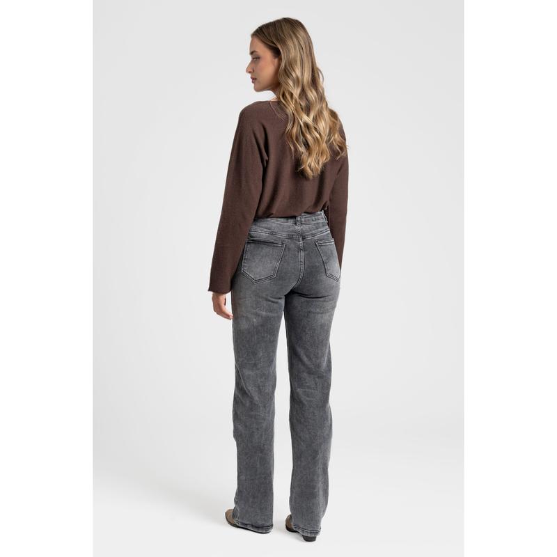 ARMONIAS Jeans Miss Plus, Jean Curvy pour Femme Grande Taille, Wide Leg Coupe Droite et Taille Haute, Denim Ultra Extensible, Modèle Long, Cinq Poches et Fermeture Zippée, Style Décontracté et Urbain. — vignette 9