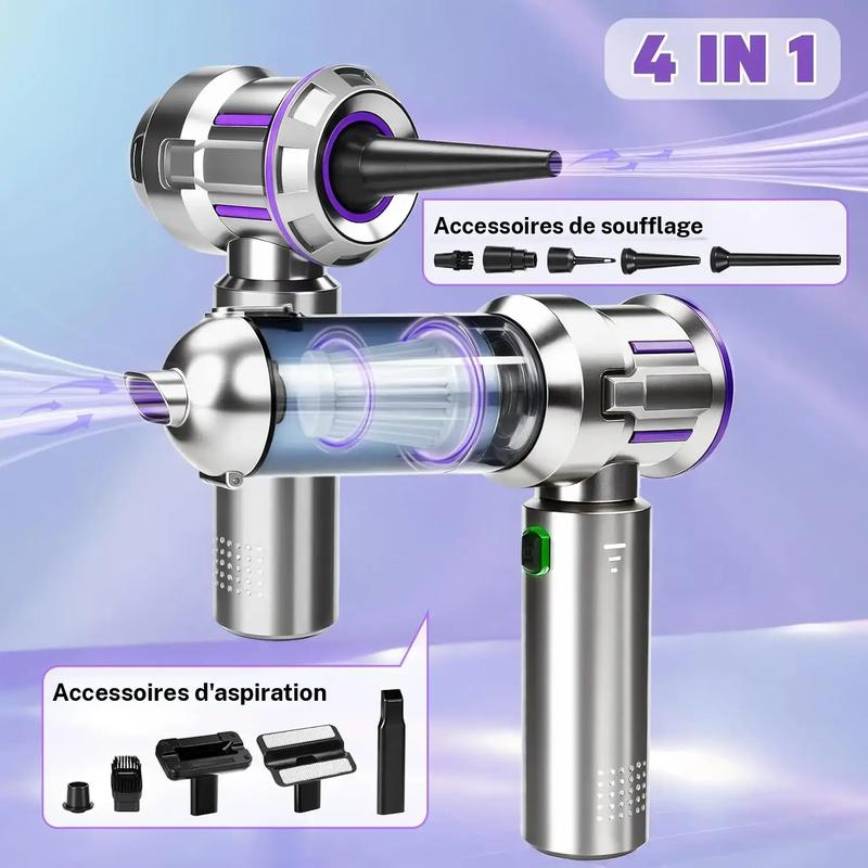 Aspirateur à main 4-en-1 sans fil, aspirateur FAVENGO, aspirateur pour voiture sans fil testeur n°1, souffleur d’air électrique pour voiture, cuisine, canapé, bureau incl., 10 accessoires, aspirateur à main pour voiture pour voiture, canapé et ménage — vignette 2