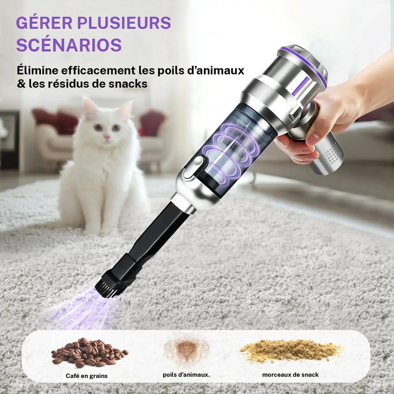Aspirateur à main 4-en-1 sans fil, aspirateur FAVENGO, aspirateur pour voiture sans fil testeur n°1, souffleur d’air électrique pour voiture, cuisine, canapé, bureau incl., 10 accessoires, aspirateur à main pour voiture pour voiture, canapé et ménage — vignette 4