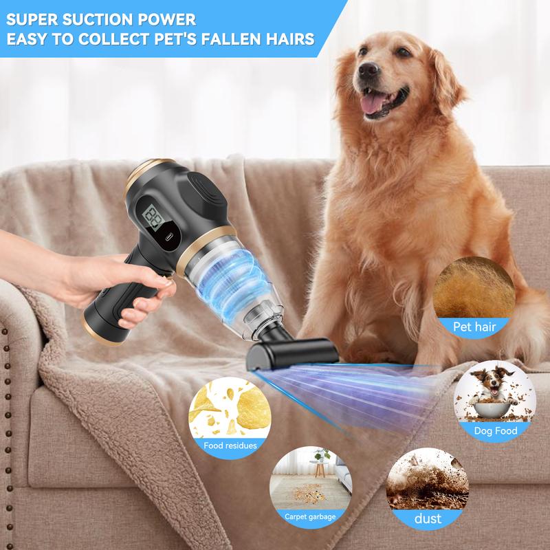 Aspirateur à main sans fil pour voiture, puissant, Portable 6 en 1, avec affichage intelligent et accessoires de nettoyage multiples, pour voiture, maison, bureau, animaux de compagnie — vignette 3