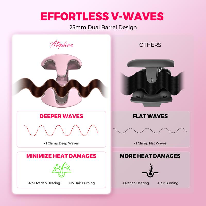 Atopskins Fer à Onduler Effet Sirène, Boucleur Céramique pour Ondulations Retour de Plage, Volume Instantané et Anti Frisottis, Garantie 2 Ans — vignette 5