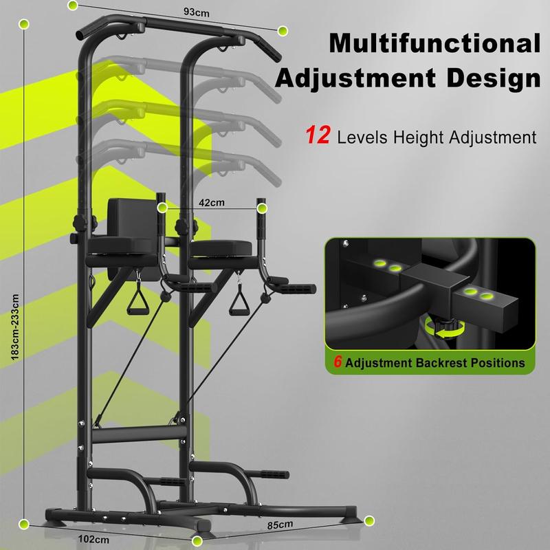 Barre de traction Power Tower, équipement de gymnastique à domicile multifonctionnel à hauteur réglable, pour l'entraînement de force, les pompes, les trempettes et les abdos — vignette 5