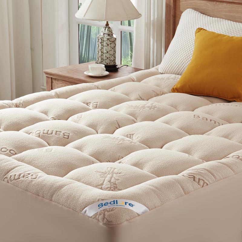 BEDLORE Protège Matelas Matelassé Viscose Bambou Respirant Anti-Humidité, Fixation Anti-Glisse à Élastiques Extensibles Convient Matelas Épais Max 40cm, Confort Moelleux Répartition Homogène du Poids