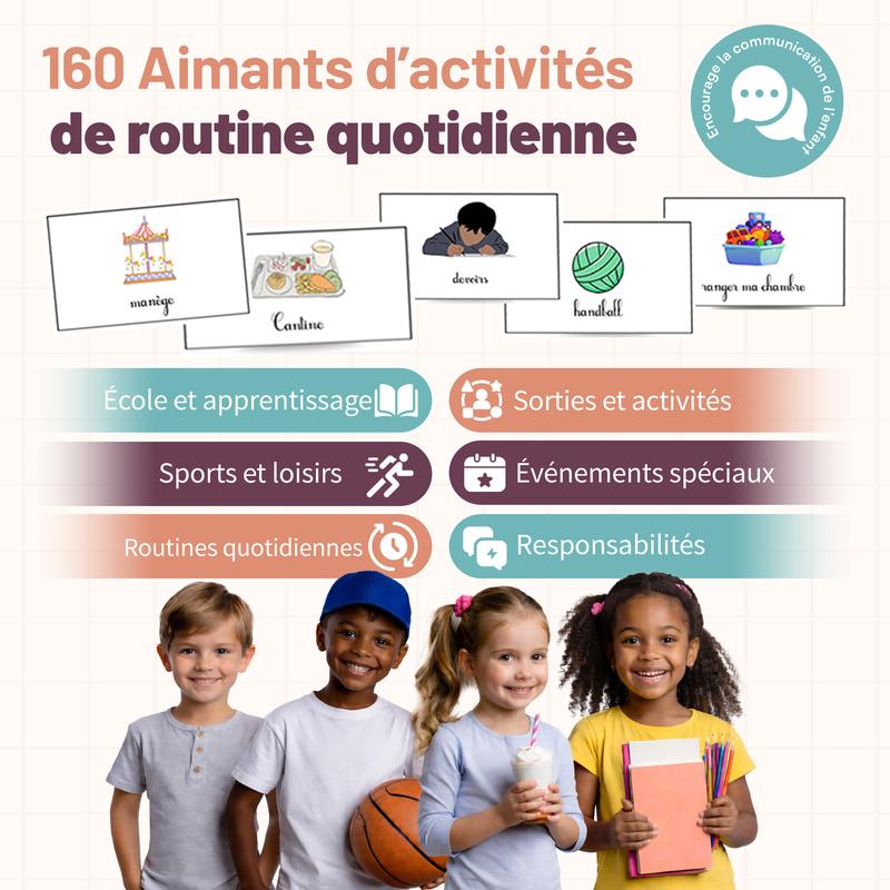 BETOTZ – Planning Hebdomadaire Magnétique Enfant | Tableau de Routine Inspiré Montessori | 160 Aimants d’Activités | Favorise l’Autonomie | Installation Murale Sans Perçage — vignette 5