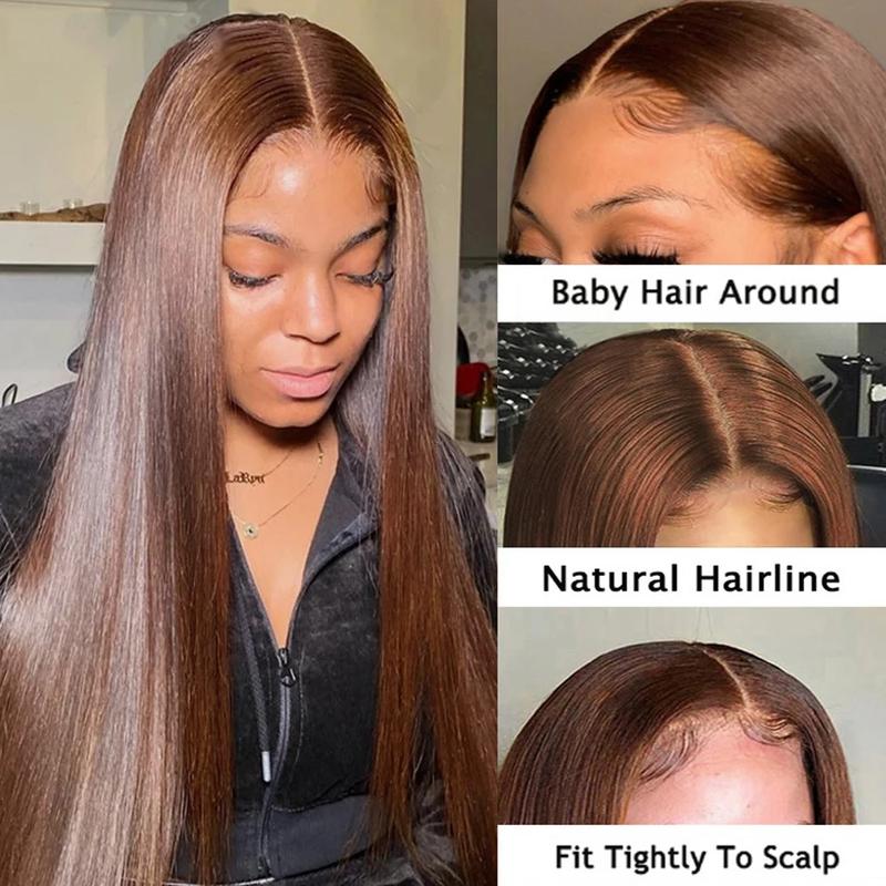 Bling Hair Perruques lace front 13x4 13x6 30 32 inch brésiliennes chocolat foncé couleur marron chocolat perruques lisses, HD transparentes pré‑épilées pour femmes — vignette 2