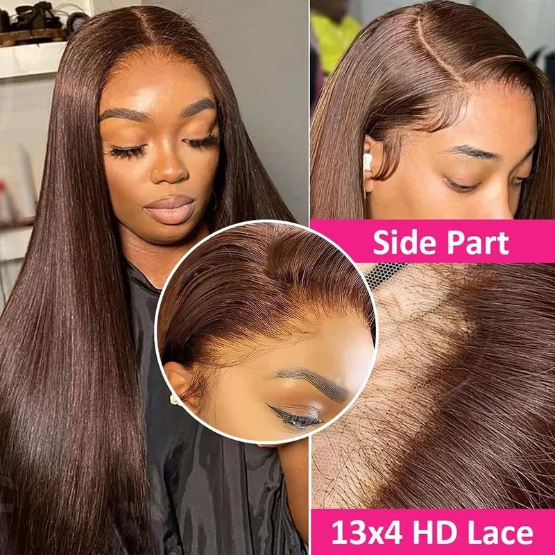 Bling Hair Perruques lace front 13x4 13x6 30 32 inch brésiliennes chocolat foncé couleur marron chocolat perruques lisses, HD transparentes pré‑épilées pour femmes — vignette 4