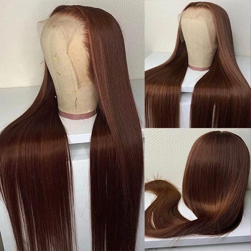 Bling Hair Perruques lace front 13x4 13x6 30 32 inch brésiliennes chocolat foncé couleur marron chocolat perruques lisses, HD transparentes pré‑épilées pour femmes — vignette 5