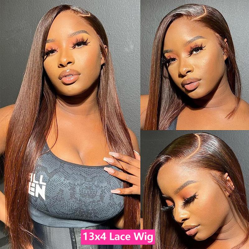 Bling Hair Perruques lace front 13x4 13x6 30 32 inch brésiliennes chocolat foncé couleur marron chocolat perruques lisses, HD transparentes pré‑épilées pour femmes — vignette 7