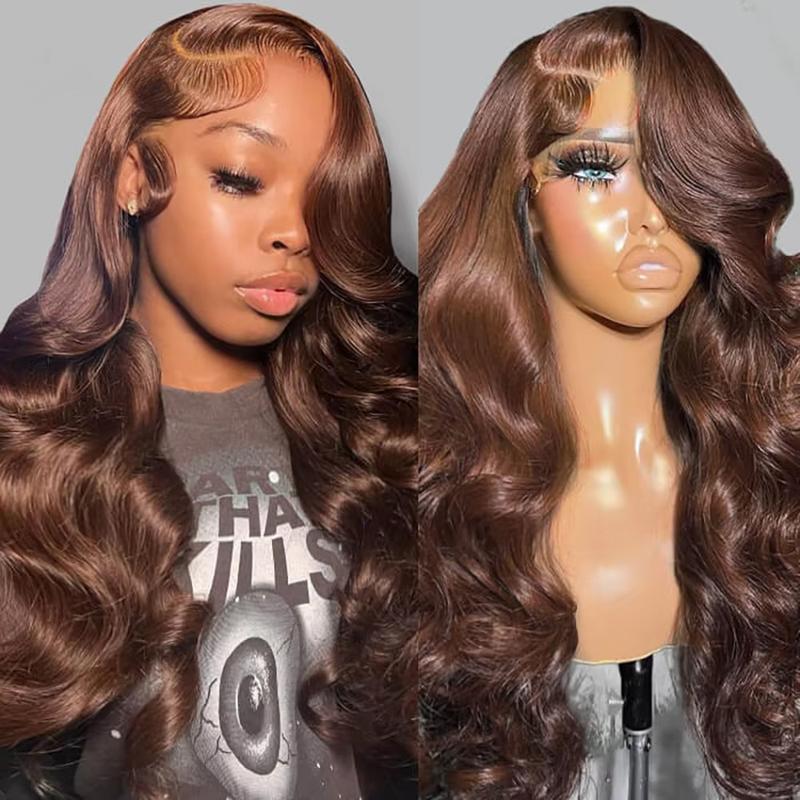 Body Wave Chocolate Brown 13x6 HD Lace Frontal Wig Real Human Hair 30Inch Brown Straight Swiss HD Lace Front Human Hair Wigs For Women Fast Delivery