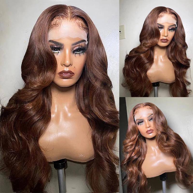 Body Wave Chocolate Brown 13x6 HD Lace Frontal Wig Real Human Hair 30Inch Brown Straight Swiss HD Lace Front Human Hair Wigs For Women Fast Delivery — vignette 2