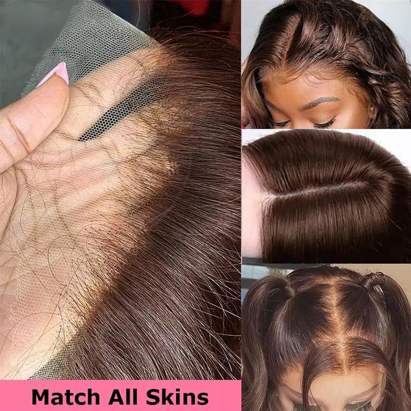 Body Wave Chocolate Brown 13x6 HD Lace Frontal Wig Real Human Hair 30Inch Brown Straight Swiss HD Lace Front Human Hair Wigs For Women Fast Delivery — vignette 3