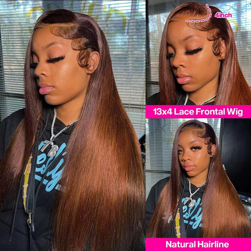 Body Wave Chocolate Brown 13x6 HD Lace Frontal Wig Real Human Hair 30Inch Brown Straight Swiss HD Lace Front Human Hair Wigs For Women Fast Delivery — vignette 6