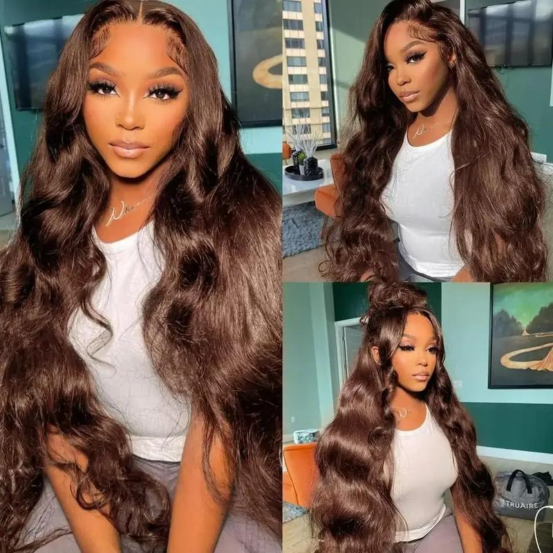 Body Wave Chocolate Brown 13x6 HD Lace Frontal Wig Real Human Hair 30Inch Brown Straight Swiss HD Lace Front Human Hair Wigs For Women Fast Delivery — vignette 7