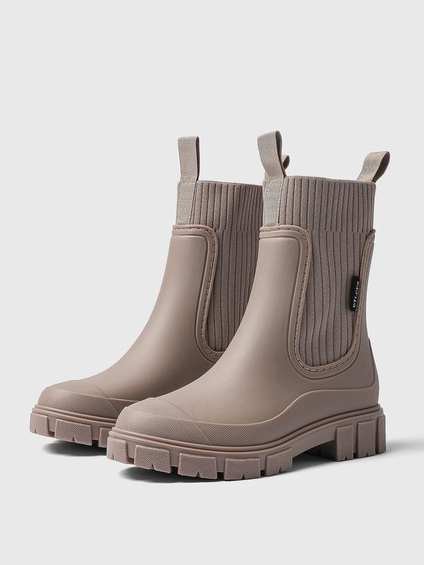 Bottes de pluie imperméables de couleur unie pour femmes, chaussures pour femmes, bottes à bout rond de style nouveau 2024, bottes de pluie antidérapantes pour femmes et filles — vignette 2