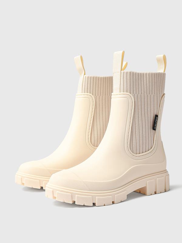 Bottes de pluie imperméables de couleur unie pour femmes, chaussures pour femmes, bottes à bout rond de style nouveau 2024, bottes de pluie antidérapantes pour femmes et filles — vignette 4