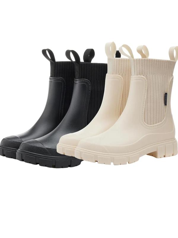 Bottes de pluie imperméables de couleur unie pour femmes, chaussures pour femmes, bottes à bout rond de style nouveau 2024, bottes de pluie antidérapantes pour femmes et filles — vignette 6