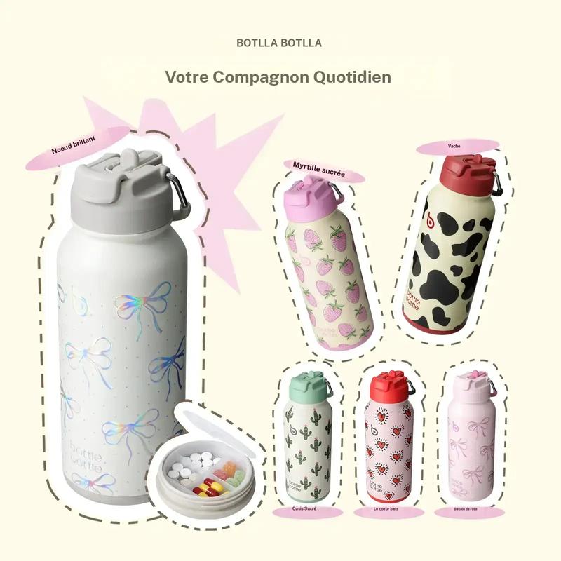 BOTTLE BOTTLE bouteille d’eau isotherme 32oz, gourde de sport en acier inoxydable avec paille, couvercle à double usage, boîte de comprimés, isolation sous vide, pour la salle de sport, gobelets isolants pour boissons, mugs à café, cadeaux pour hommes