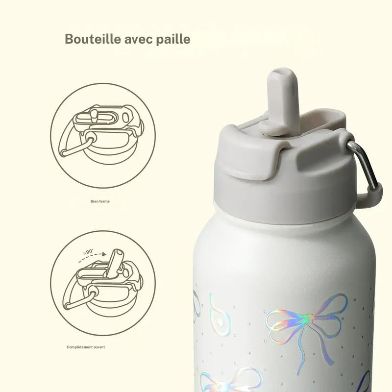BOTTLE BOTTLE bouteille d’eau isotherme 32oz, gourde de sport en acier inoxydable avec paille, couvercle à double usage, boîte de comprimés, isolation sous vide, pour la salle de sport, gobelets isolants pour boissons, mugs à café, cadeaux pour hommes — vignette 2