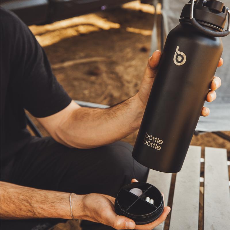 Bouteille d'eau isolée avec paille, 1180ml (40oz), pour le sport, en acier inoxydable, avec couvercle à poignée, pour l'extérieur, pour pilules — vignette 7