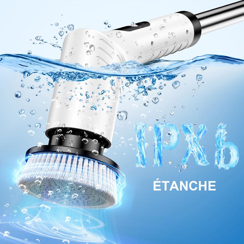 Brosse rotative électrique, brosse de douche rechargeable, brosse de nettoyage pour la salle de bain, la cuisine, le carrelage, les sols, articles de nettoyage ménagers — vignette 5