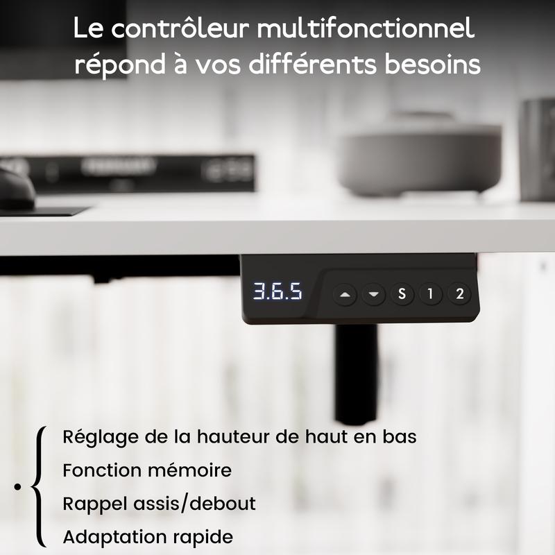 Bureau HOMAVO réglable en hauteur électriquement avec fonction mémoire, montage rapide, fonction anti-collision intelligente — vignette 4