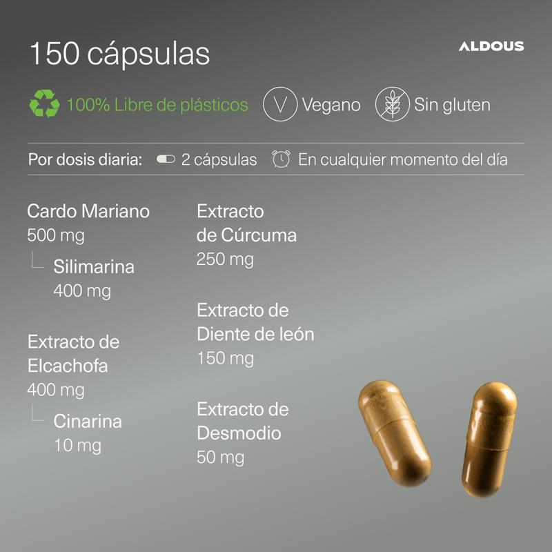 Cardo Mariano - 150 gélules - Détox hépatique, améliore la digestion - Aldous — vignette 3