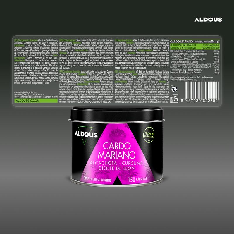 Cardo Mariano - 150 gélules - Détox hépatique, améliore la digestion - Aldous — vignette 6