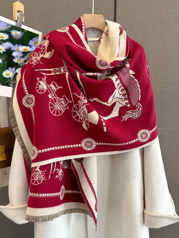 Écharpe à imprimé unilatéral à la mode automne hiver, accessoire chaud multifonctionnel pour les voyages en plein air, les rendez-vous et la décoration — vignette 4