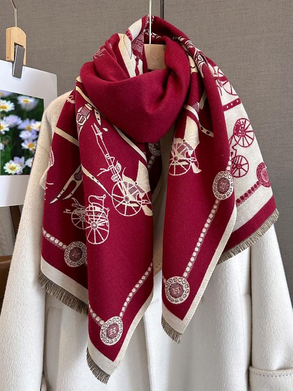 Écharpe à imprimé unilatéral à la mode automne hiver, accessoire chaud multifonctionnel pour les voyages en plein air, les rendez-vous et la décoration — vignette 5