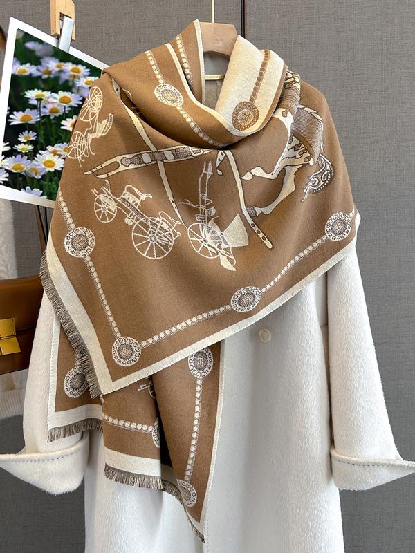 Écharpe à imprimé unilatéral à la mode automne hiver, accessoire chaud multifonctionnel pour les voyages en plein air, les rendez-vous et la décoration — vignette 8
